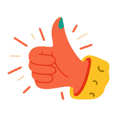 Fototapeta premium Cartoon thumbs up ok good perfect flat color vector illustration template design