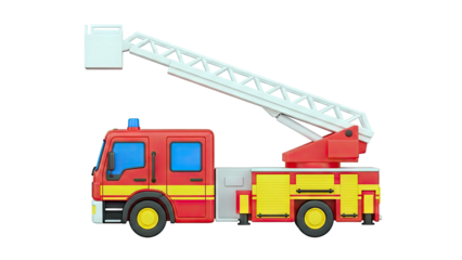 Cartoon Fire Truck with Ladder