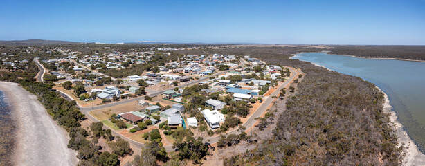 View of the Village Bremer Bay, Estuary Bremer River in the southwest of Western Australia, down under, Australia

