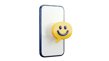 Smartphone with a smiley face chat bubble