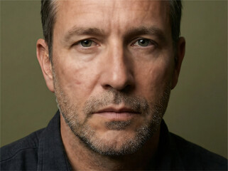 Obraz premium Male face close-up on monochrome background