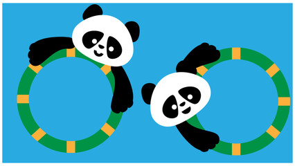 浮き輪につかまるパンダのかわいい夏イラスト © ribitts