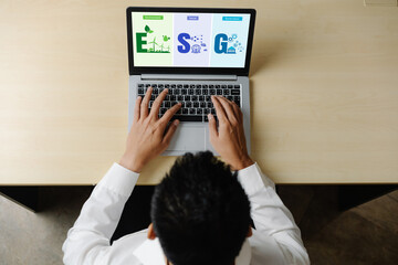 ESG environmental social governance policy for modish business to set a standard to achieve high ESG score