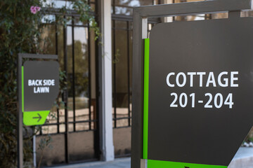 Modern Directional Signage at Heritage Hotel Lawn