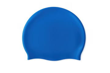 Blue silicone swimming cap for aquatic sports