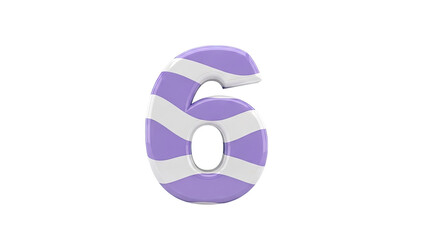 Purple and white striped number 6 balloon