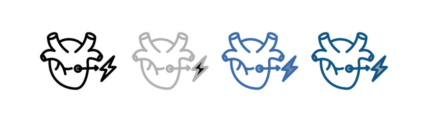 
infarction icon set multiple style collection with heart design, arrow to the right