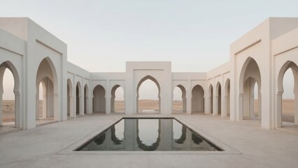 Fototapeta premium Minimalist islamic background with a focus on symmetry and clean architectural lines