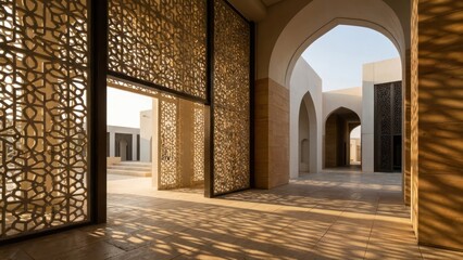 Islamic background with a focus on light and shadow in modern architecture