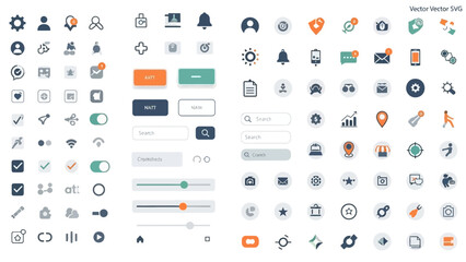 Collection of modern vector icons for business and technology
