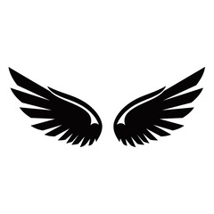 Obraz premium A pair of stylized black wings spread wide against a white background.