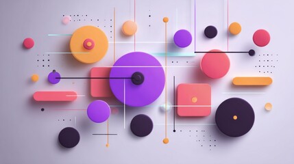 Abstract 3D Geometric Workflow Concept with Colorful Modern Shapes