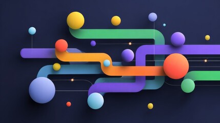Abstract 3D Geometric Workflow Concept with Colorful Modern Shapes