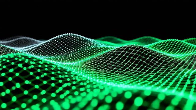 Digital wave pattern with glowing dots