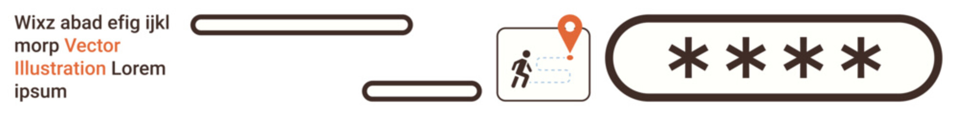 Obraz premium Cybersecurity, data protection, access control, online privacy, authentication, identification. Abstract password entry interface with a map location marker. Cybersecurity and data protection concept