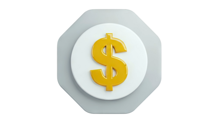 Golden Dollar Sign on White and Gray Abstract Shape