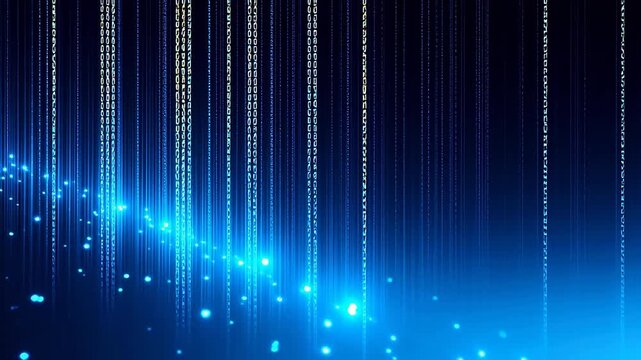 Digital data streams in blue