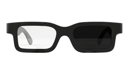 Black Rectangular Eyeglasses with One Tinted Lens