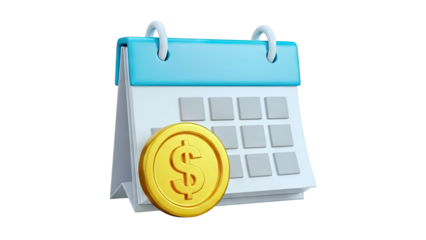 Calendar with a Golden Dollar Coin