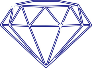 A clean, blue line-art vector of a brilliant-cut diamond. The minimalist design uses geometric facets to represent clarity, luxury, and value, perfect for jewelry or premium branding.