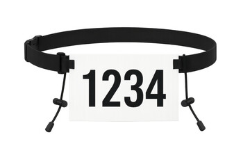 Race bib number belt with 1234 on transparent background