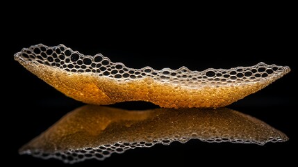 A delicate pani puri crisp with a golden bubble texture