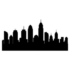 Fototapeta premium Modern City Skyline Silhouette at Dusk, Corporate Buildings Panorama, Urban Landscape, Business District