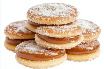 A delicious stack of venezuelan alfajores with caramel filling