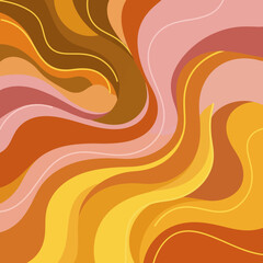Abstract Wavy Lines Background in Warm Earth Tones.