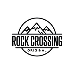 rock crossing original logo with mountain range design