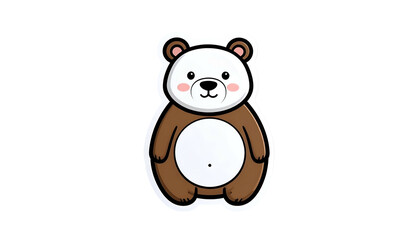 Obraz premium Cartoonish Bear Illustration on Black Background Featuring Brown Fur White Face and Pink Cheeks