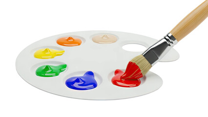 Artist's palette with colorful paints and a paintbrush