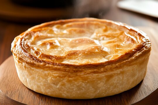 A freshly baked meat pie with a golden flaky crust - Powered by Adobe