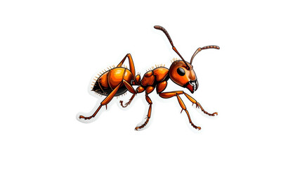 Orange Ant Insect Isolated Against Black Background