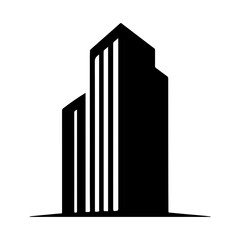 Obraz premium Modern Skyscraper Building Silhouette, Corporate Office Tower Abstract Vector Icon