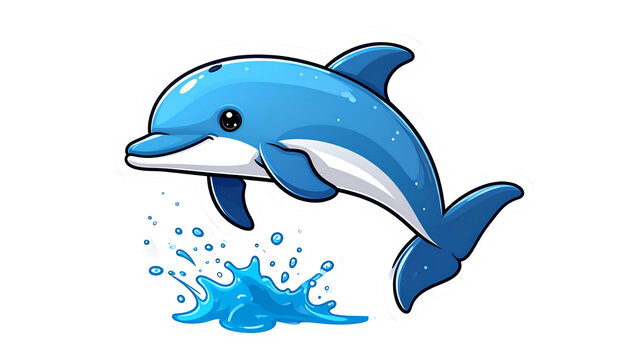 Pixelated Dolphin Jumping Above Water Splash Against Transparent Background