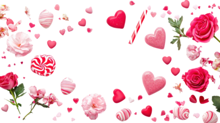 Valentine's day love concept with hearts and roses