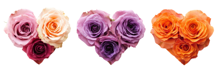 Valentine's day roses, romantic bouquet, love symbol, floral art, heart shaped arrangement, isolated on transparent background