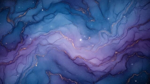 Abstract Cosmic Marble Texture Background with Deep Blue Nebula and Starry Glitter 1