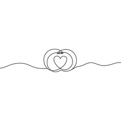 Obraz premium Minimalist Heart-Shaped Peach Illustration - Simple Continuous Line Drawing Symbolizing Love and Affection
