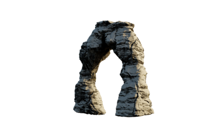 3D Rendering Cutout Of A Snowy Stone Arch Rock Formation For Architecture And Landscape