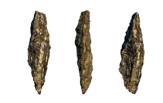 Three Majestic Stone Spires Stand Tall Side by Side in a Dramatic 3D Rendering Cutout