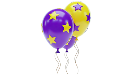 Purple and Yellow Balloons with Stars