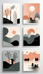 Abstract minimalist landscape art with muted colors and organic shapes