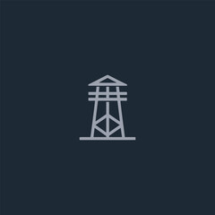 Naklejka premium Watchtower logo in strong and clean simple line art style.