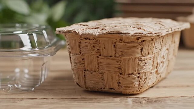 Sustainable Food Packaging: Woven Container with Lid