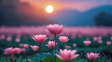Pink Lotus Flower Close Up with Soft Bokeh Background