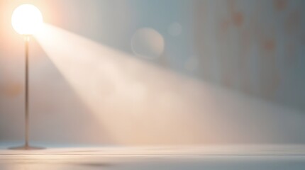 Minimal Lamp Casting Soft Light Beam on Clean Background