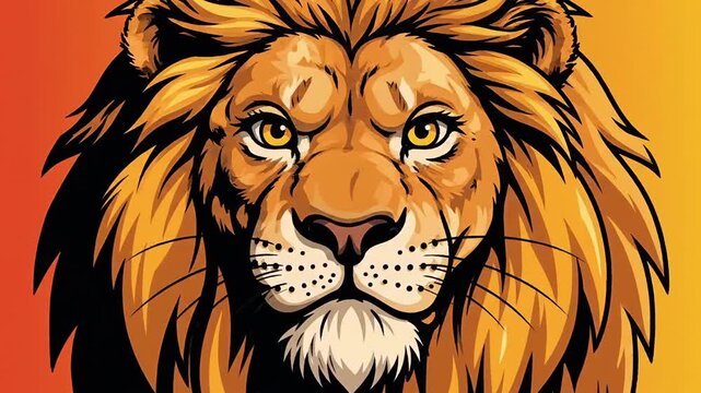 A fierce cartoon lion, roaring intensely, is captured in a warm, detailed vector illustration, escaping the visual prison.