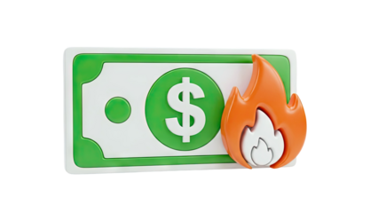 Burning Dollar Bill Symbol